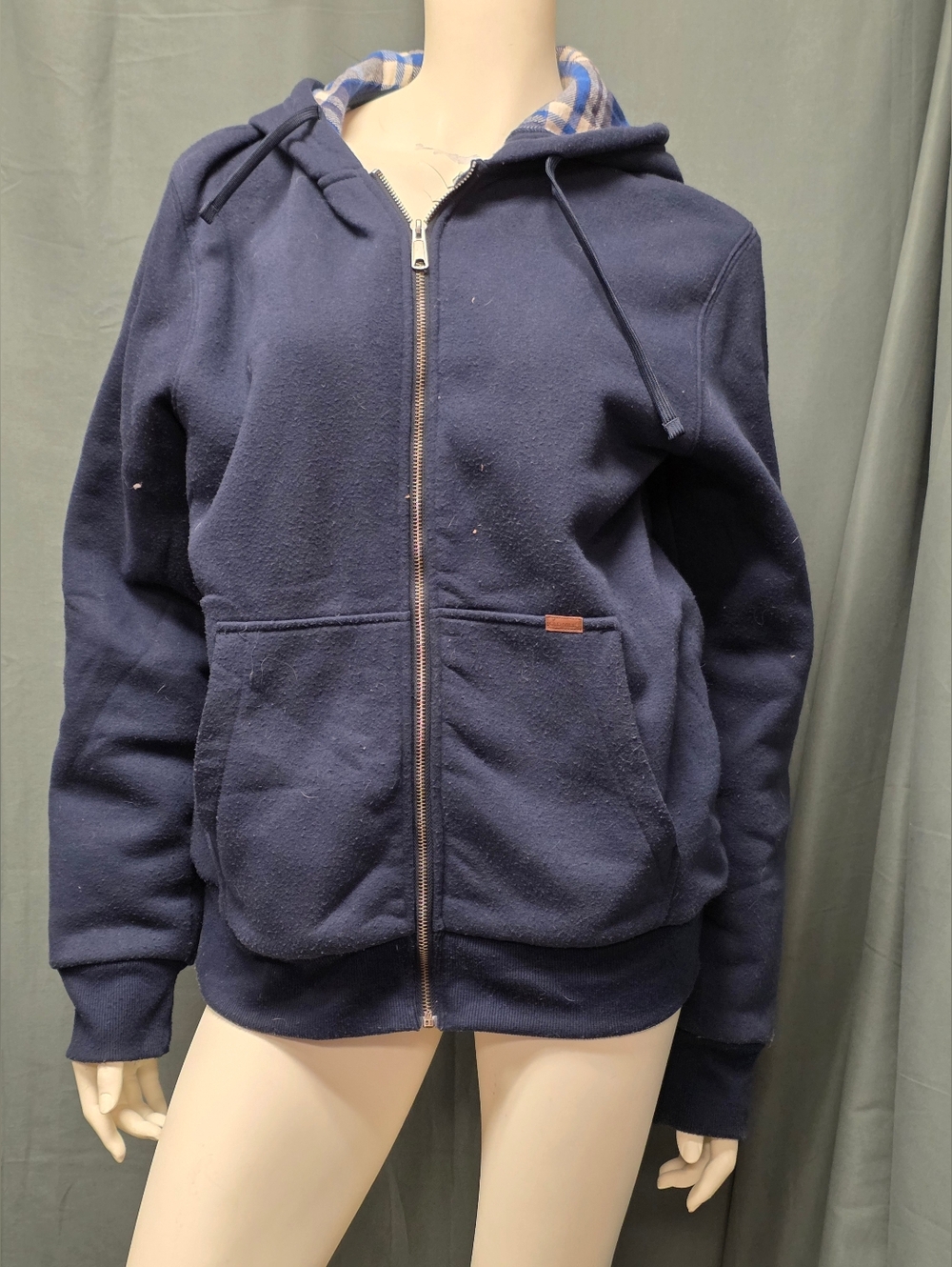 Old Mill Men's Plaid Lined Sweatshirt, Navy Blue, Size Large